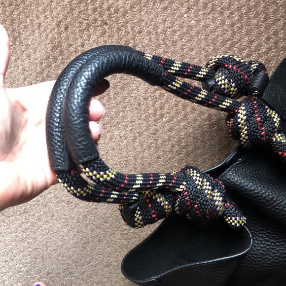 Genuine leather black Rebecca Minkoff tote with rope handles. - Picture 2 of 8